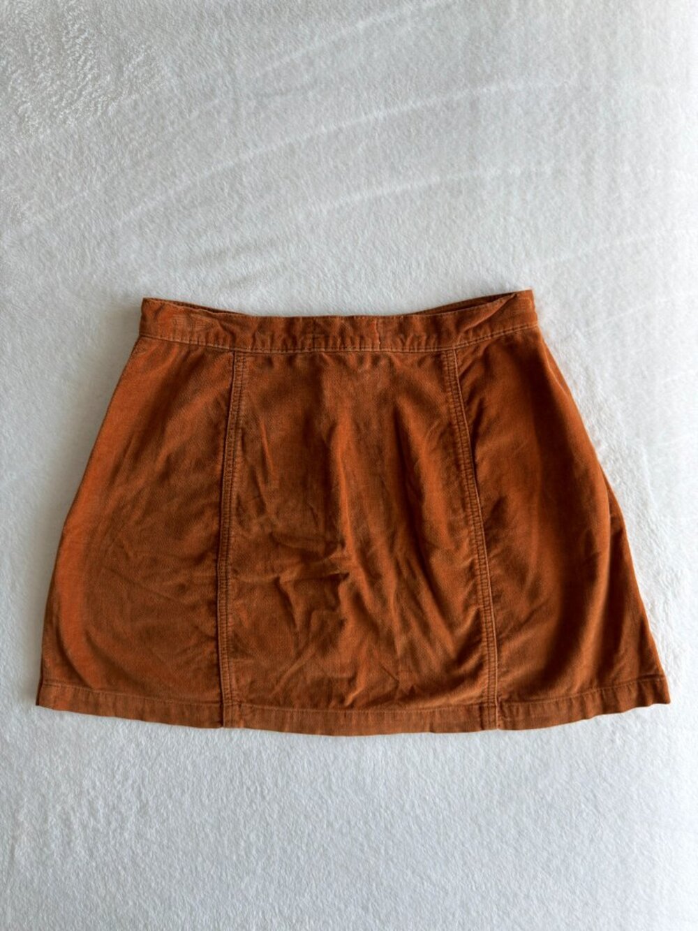 Urban Outfitters Corduroy Button Front Mini Skirt 70s Retro Rust Orange Womens S - Picture 2 of 3